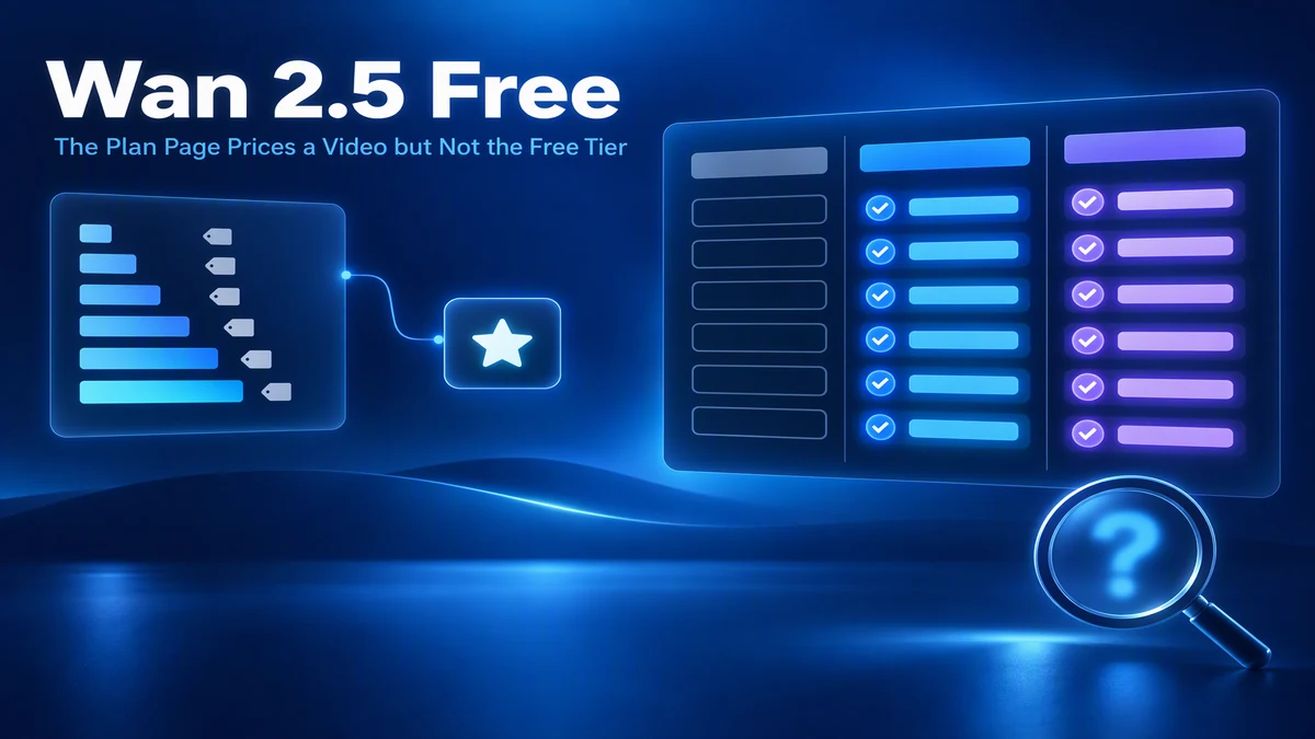Wan 2.5 Free: The Plan Page Prices a Video but Not the Free Tier Wan 2.5 Free: The Plan Page Prices a Video but Not the Free Tier